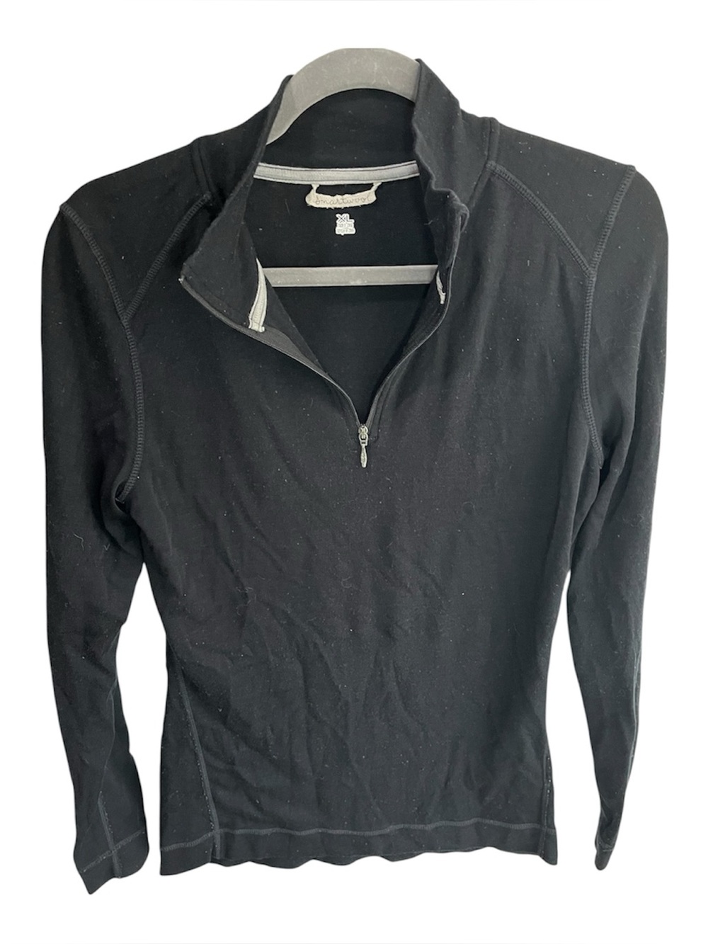 Smartwool Black merino wool quarter zip base layer outdoor hiking XL